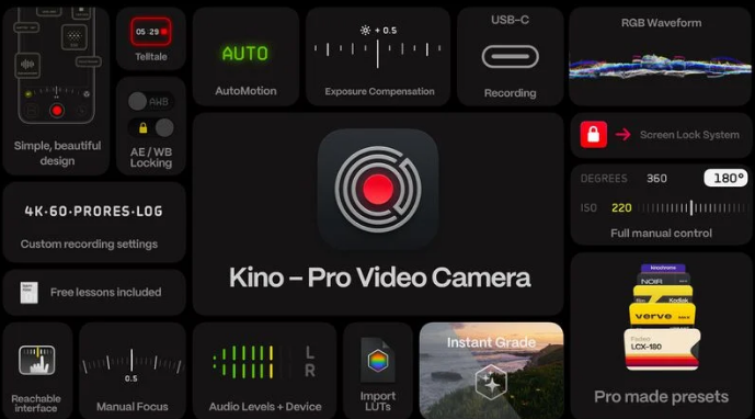 Kino Pro 비디오 앱은 Halide 카메라 팀이 새롭게 출시한 고급 비디오 촬영 앱