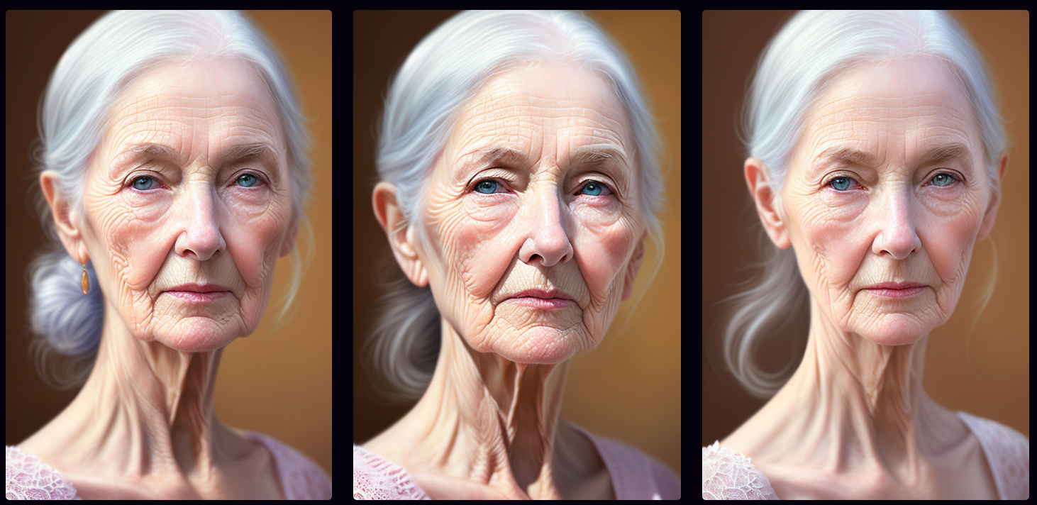Images of a girl aging from 93 to 91