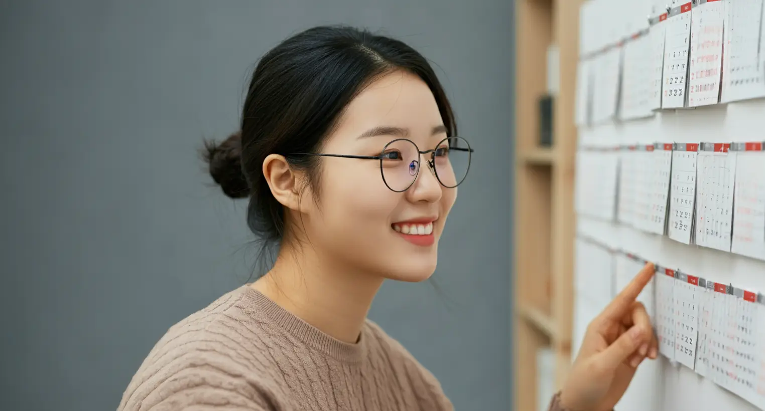 달력을 보는 여성