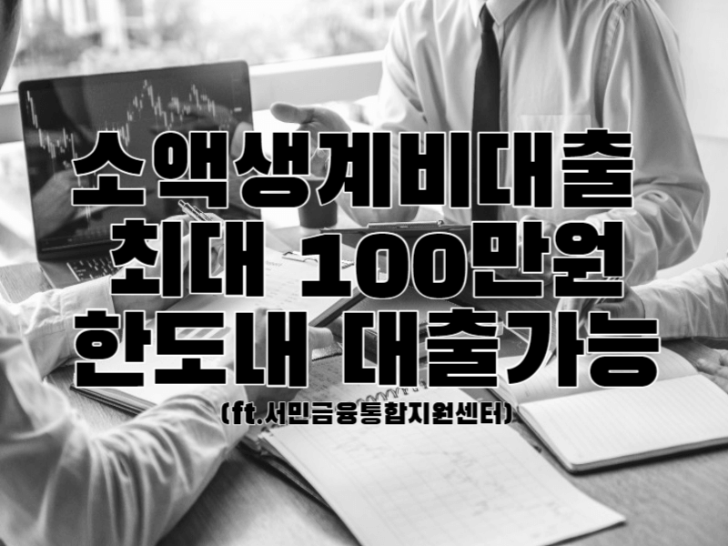 소액생계비대출 최대100만원한도내 대출가능