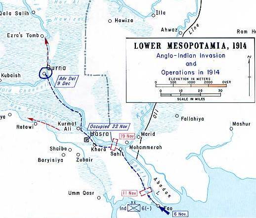 제1차 세계대전 메소포타미아 전선 인도원정군 진격로