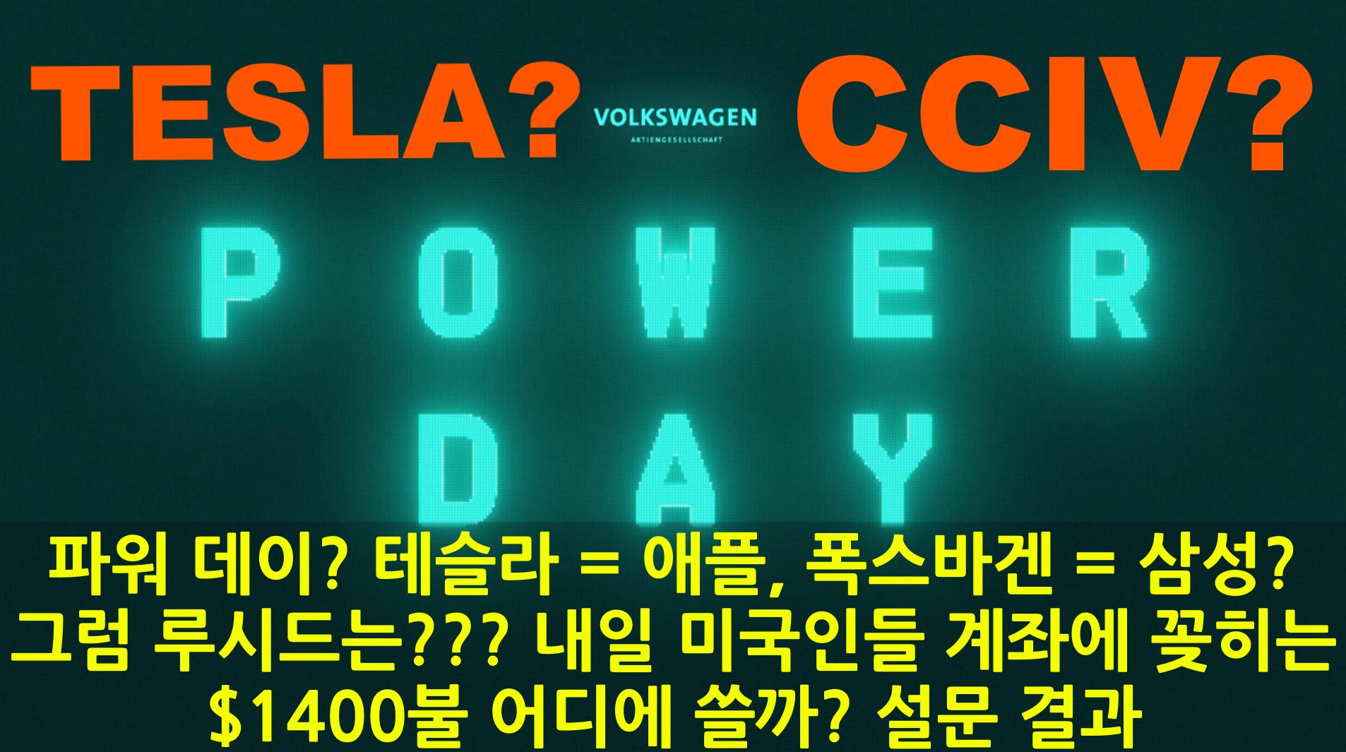  CCIV 루시드 모터스 CCIV 주가 내일 대부분 미국이들 부양금 $1400 달러 받으면서 미국 주식 시장 불장 형성되면서 주가 상승할까? 테슬라는 전기차의 애플 그리고 폭스바겐의 파워데이로 삼성이 ..