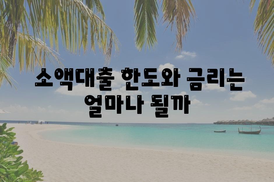  소액대출 한도와 금리는 얼마나 될까