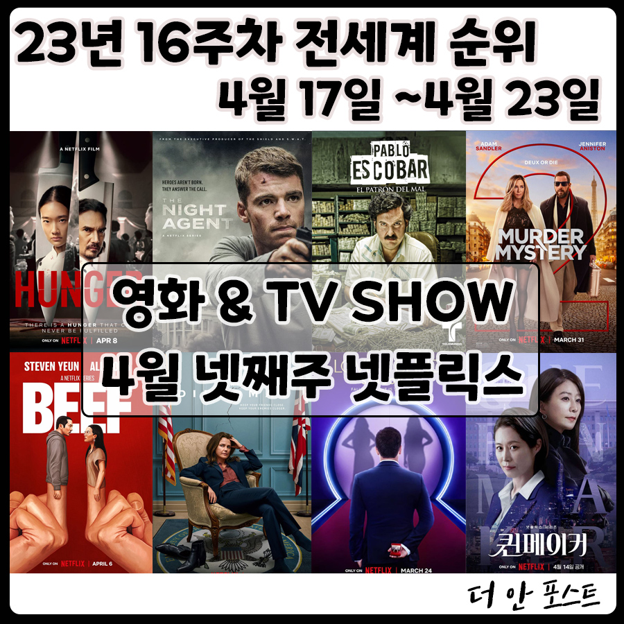  [넷플릭스] 23년 16주차 (4월 17일~ 4월 23일)  영화 & TV 드라마 순위