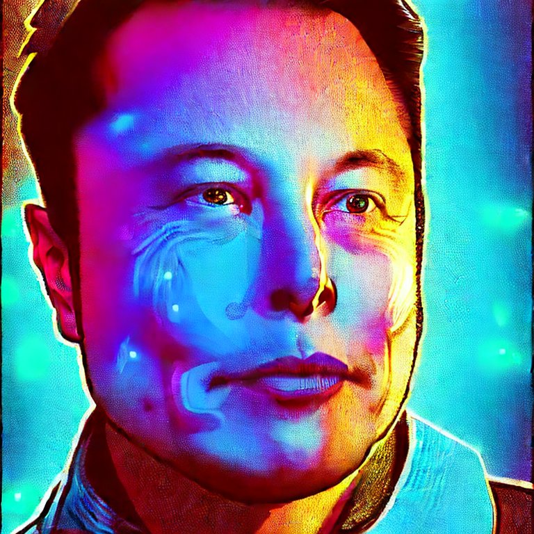 A portrait of Elon musk&#44; neon style