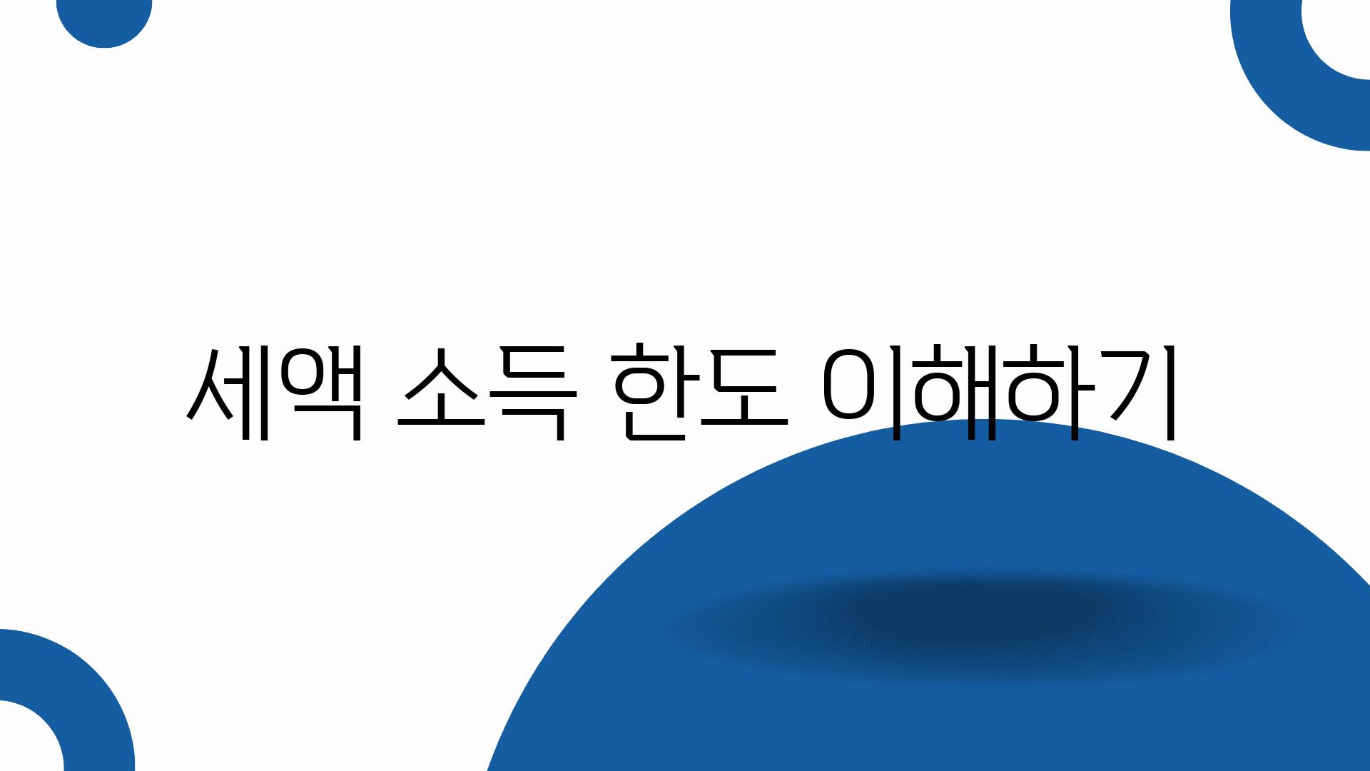 세액 소득 한도 이해하기