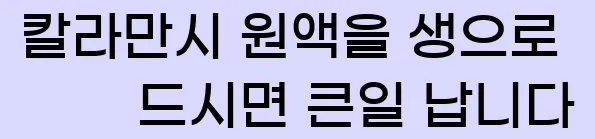  칼라만시 원액을 생으로 드시면 큰일 납니다