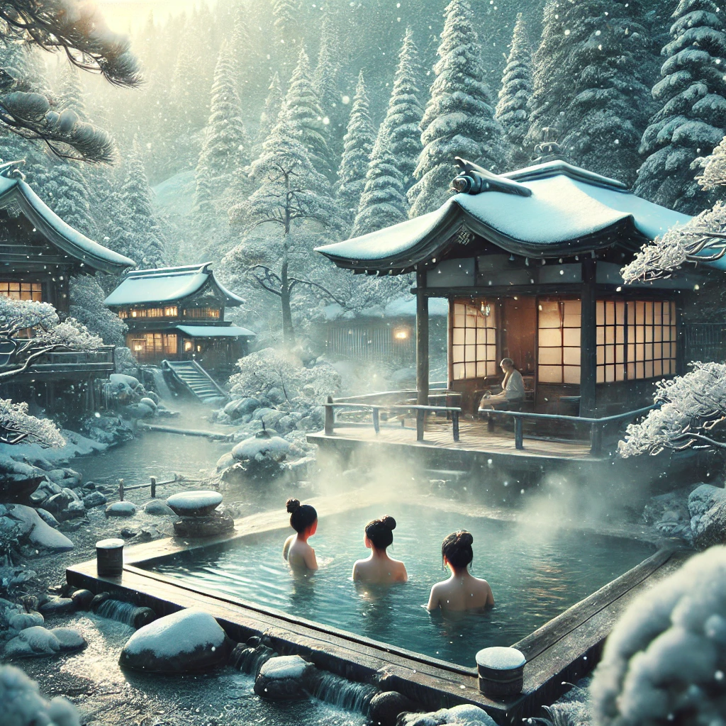 겨울 온천 이미지