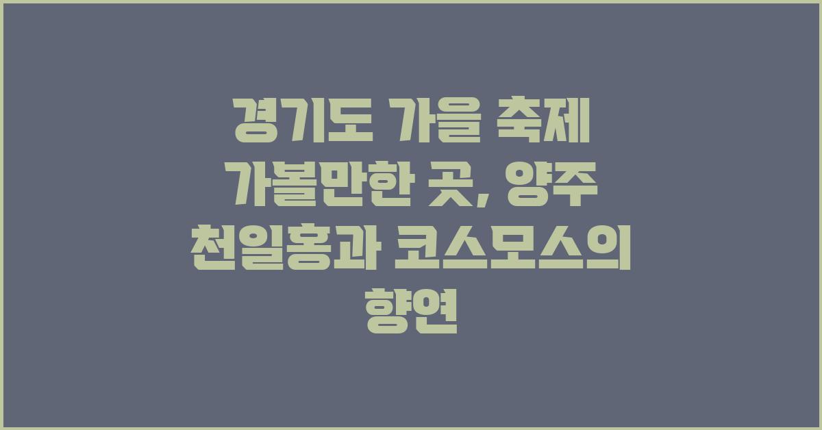 경기도 가을 축제 가볼만한 곳