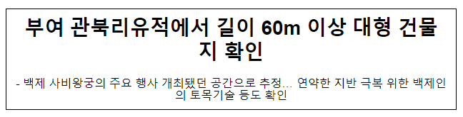  부여 관북리유적에서 길이 60m 이상 대형 건물지 확인