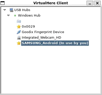 VirtualHere USB Client 실행모습
