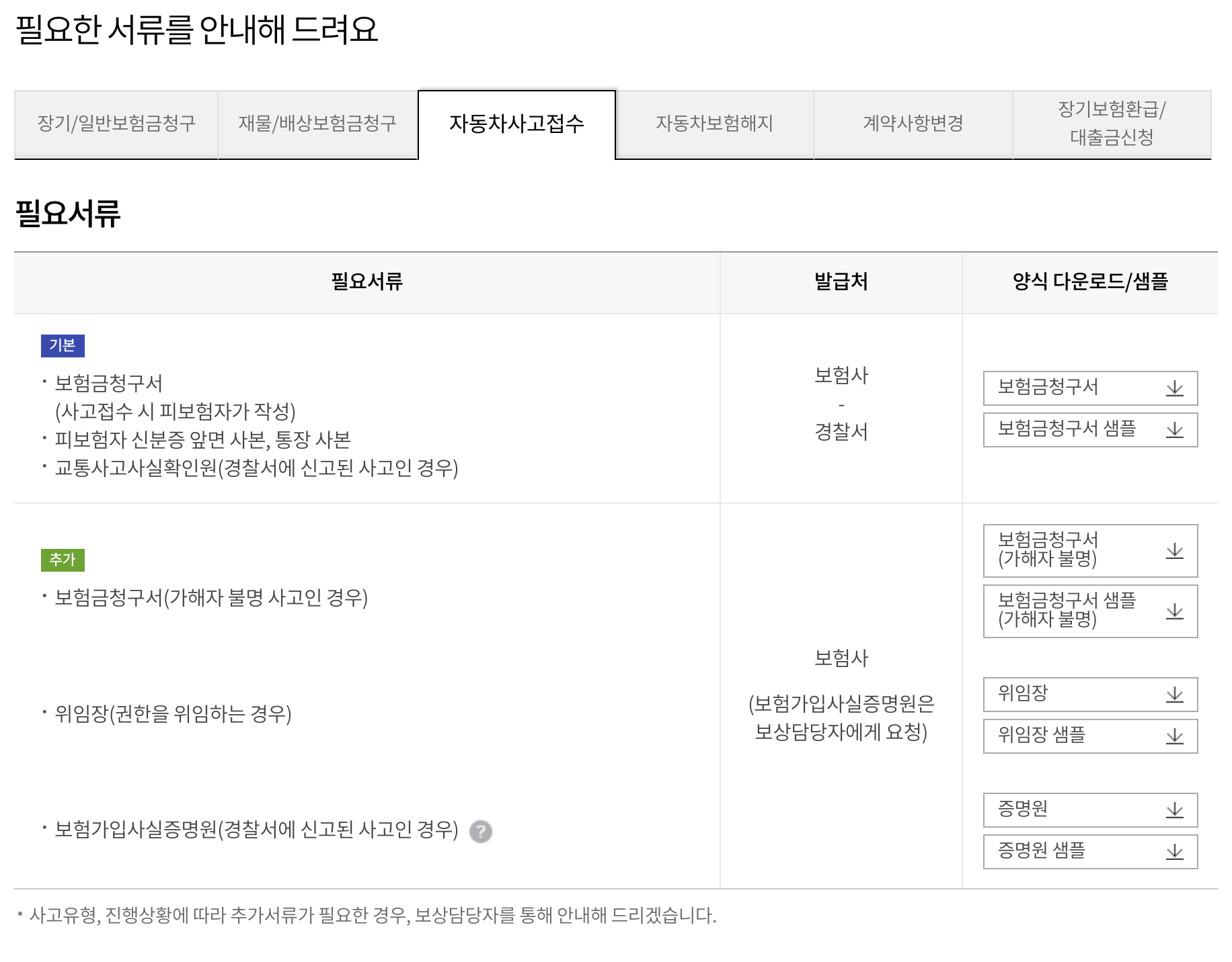 필요한 서류를 볼 수 있는 웹 페이지 바로가기