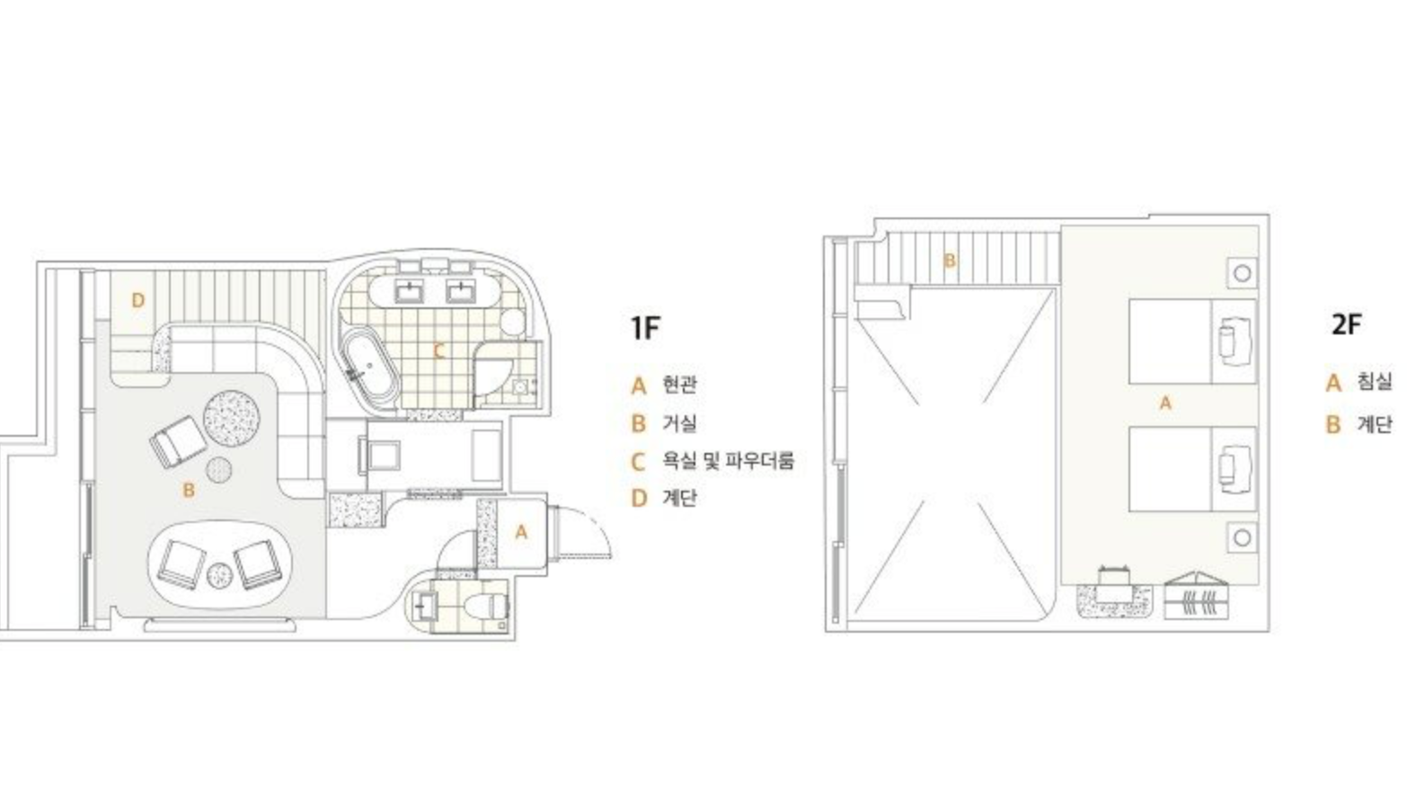 Cabin U room (UPPER) 방 도면