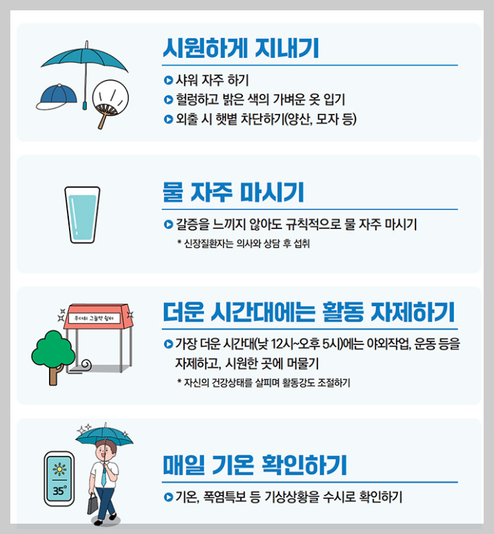 여름자연재해 (폭염, 호우, 태풍 , 산사테 ) 대처 요령