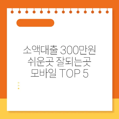 소액대출 300만원 쉬운곳 잘되는곳 모바일 TOP 5