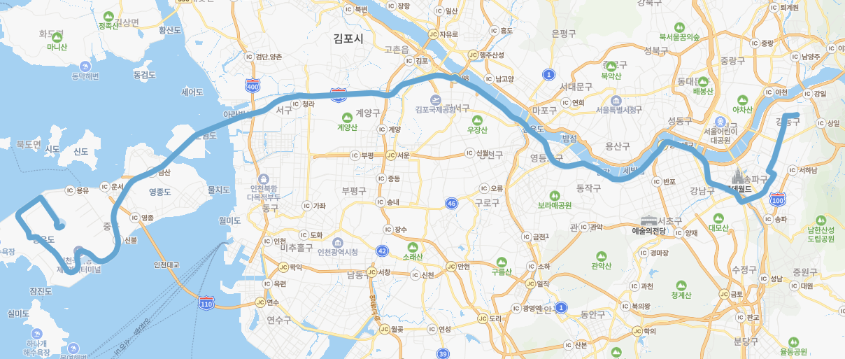 네이버지도-인천국제공항-황산-운행-6300번-버스-노선지도