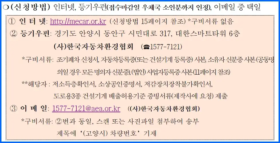 2024 고양시 노후경유차 조기폐차 지원사업 신청 방법