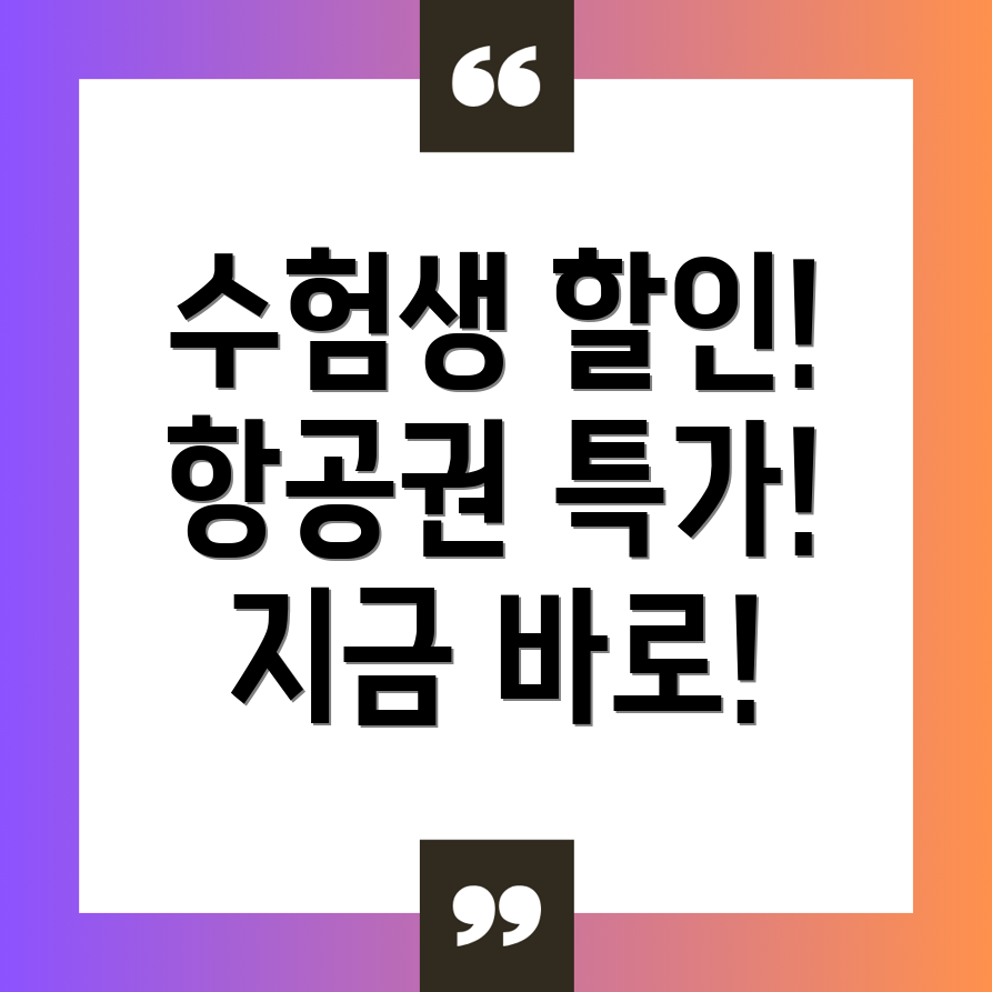 수험생 항공권 할인