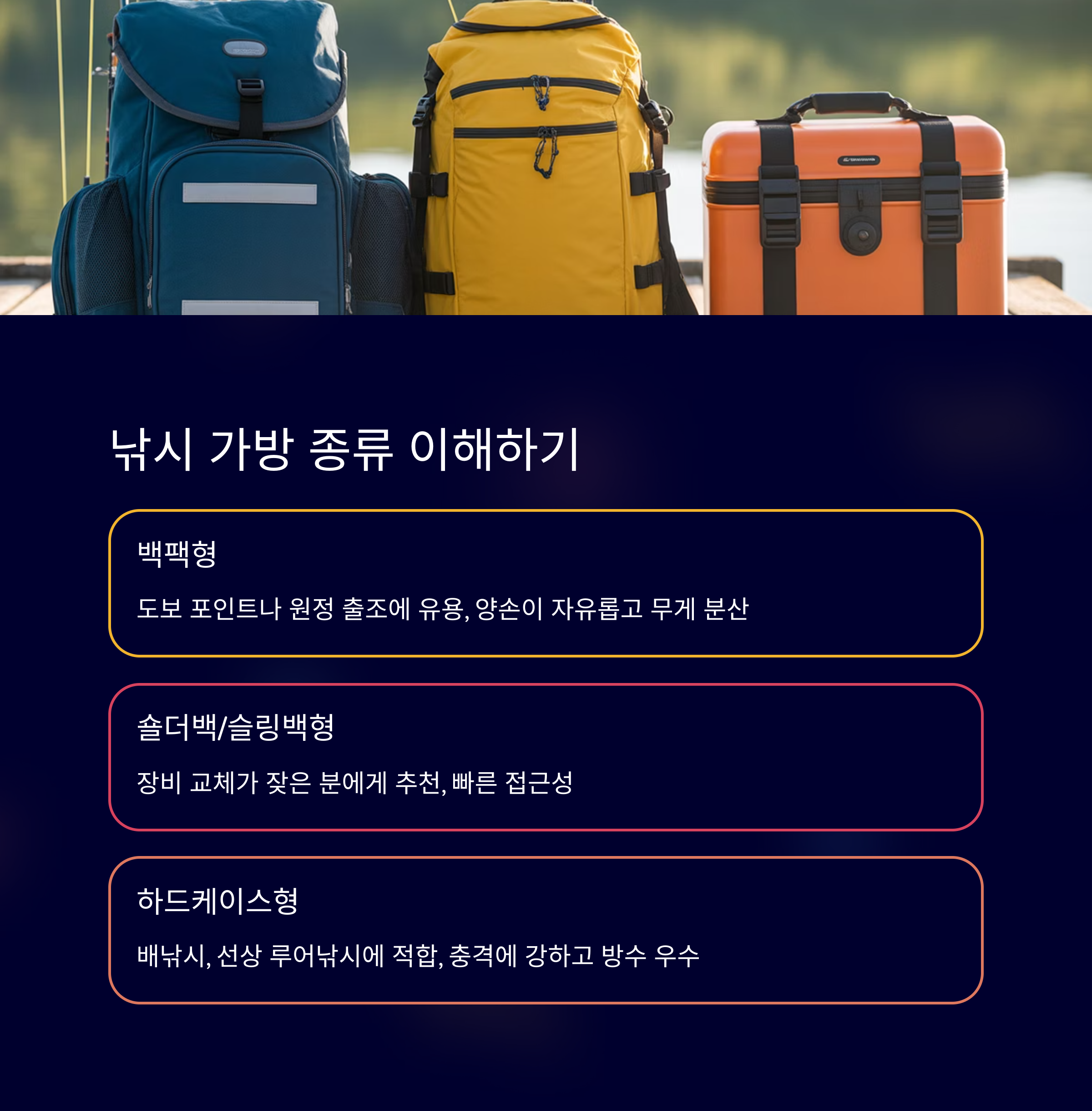 낚시 가방의 종류 이해하기