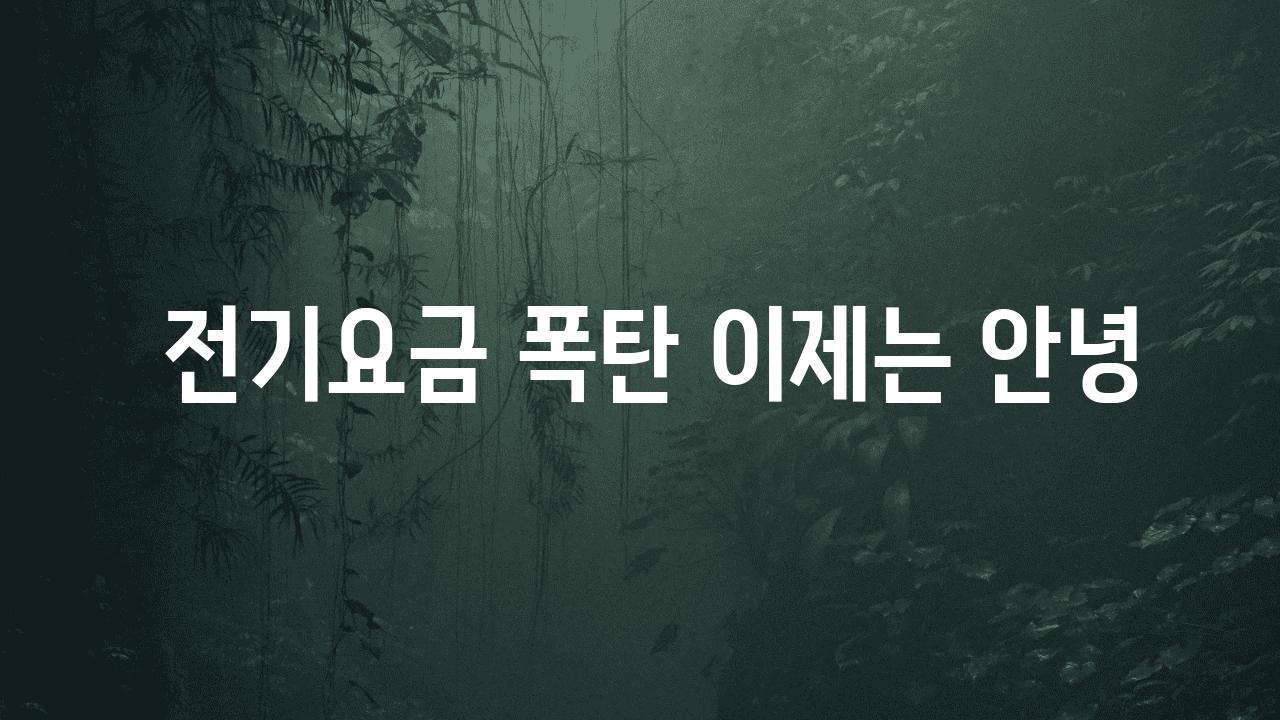  전기요금 폭탄 이제는 안녕