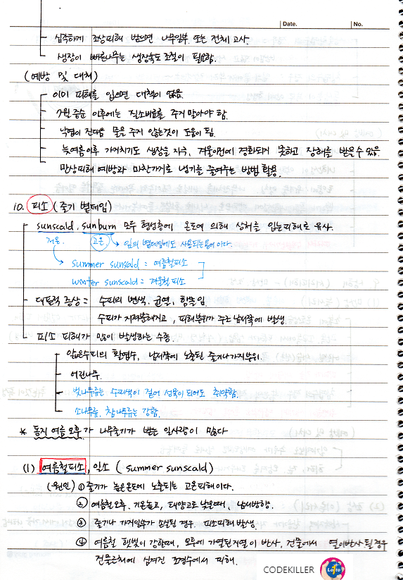  [비생물적피해론] 상해(만상, 조상), 피소(여름철 피소, 겨울철 피소)