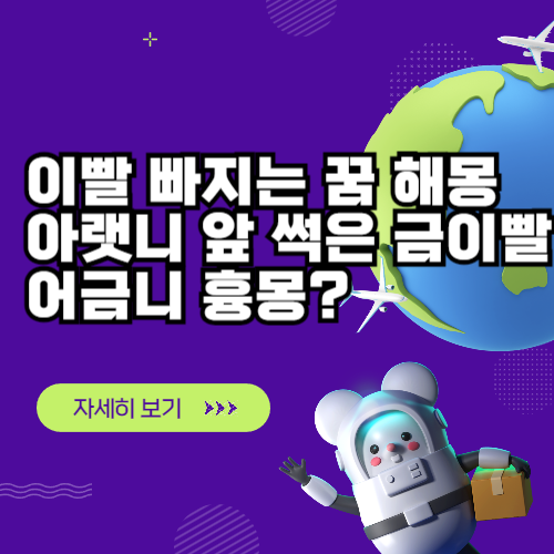 이빨 빠지는 꿈 해몽 아랫니 앞 썩은 금이빨 어금니 흉몽?