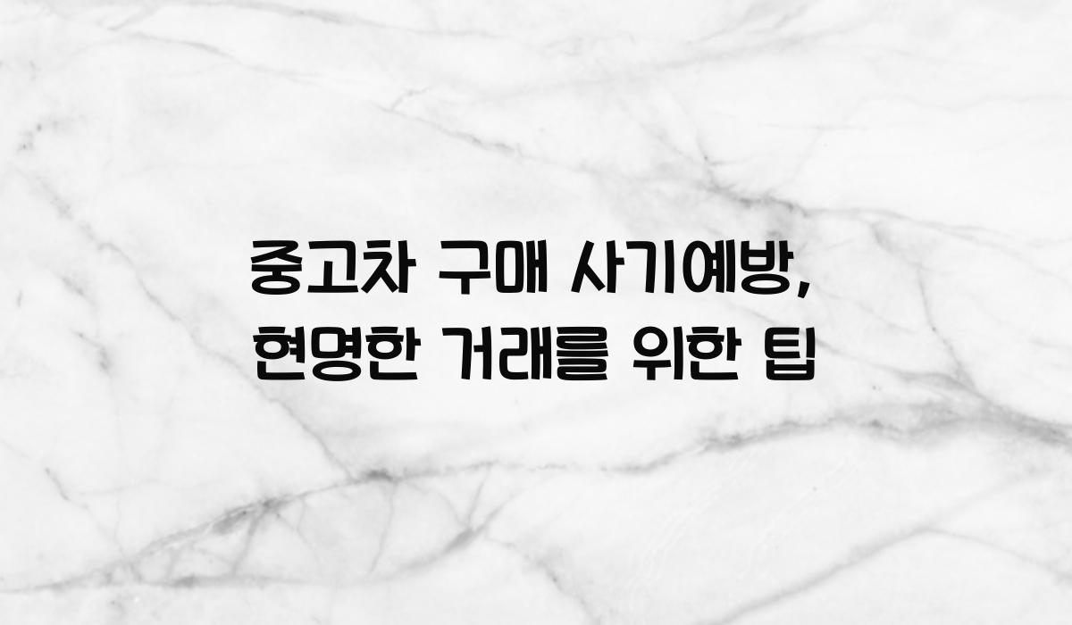 중고차 구매 사기예방
