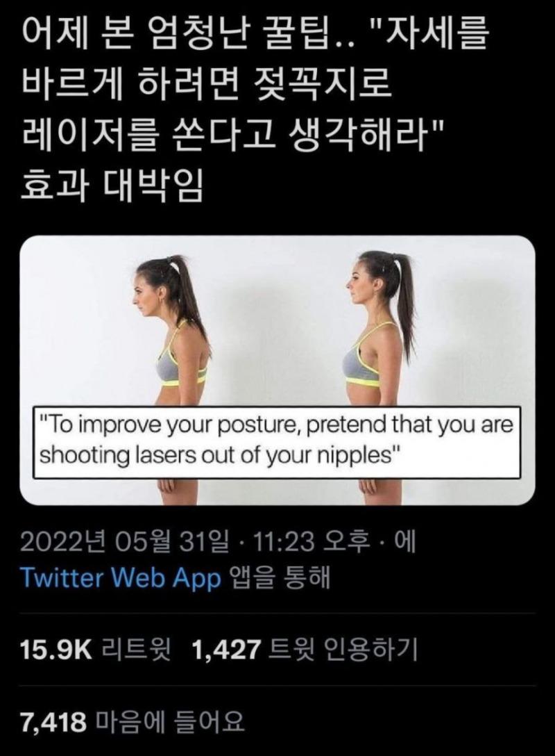  자세를 바르게 하는 꿀팁