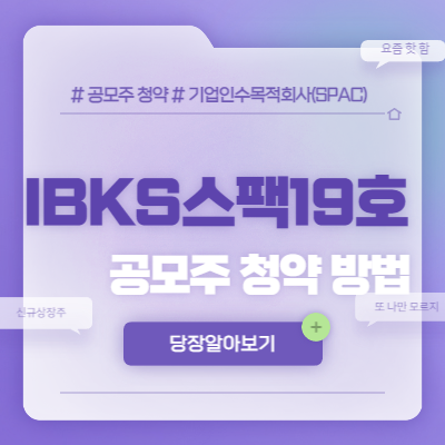  IBKS스팩19호 공모주 청약 방법