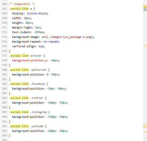 .social-link에 .youtube 추가한 모습 이미지