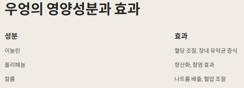 우엉의 주요 영양성분과 효능 안내 이미지 &ndash; 이눌린&amp;#44; 폴리페놀&amp;#44; 칼륨이 혈당 조절&amp;#44; 항산화&amp;#44; 혈압 조절에 미치는 영향 정리