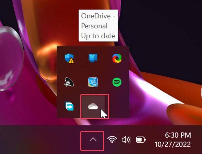 윈도우 하단메뉴 원드라이브 아이콘