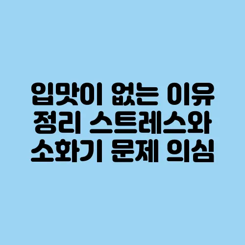 입맛이 없는 이유 정리 스트레스와 소화기 문제 의심