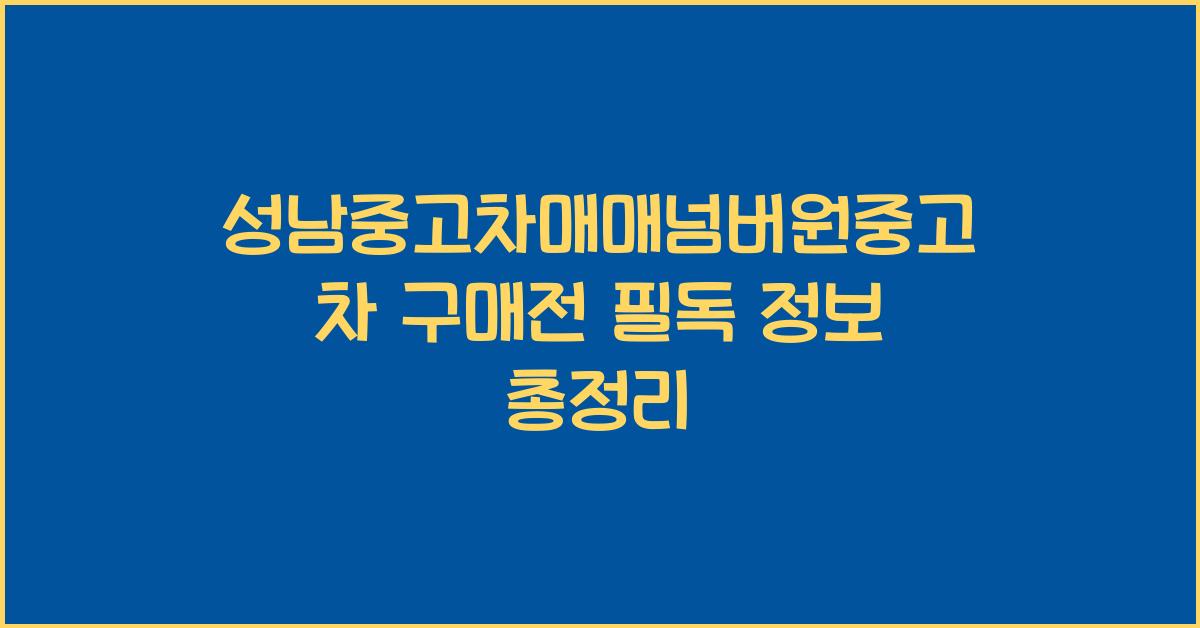 성남중고차매매넘버원중고차