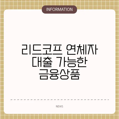 리드코프 연체자 대출 가능한 금융상품