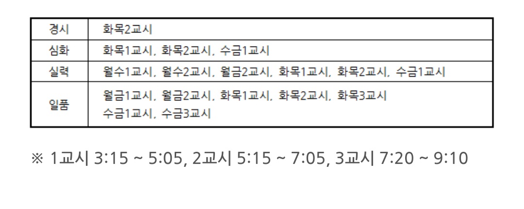 황소수학 초등 시간표