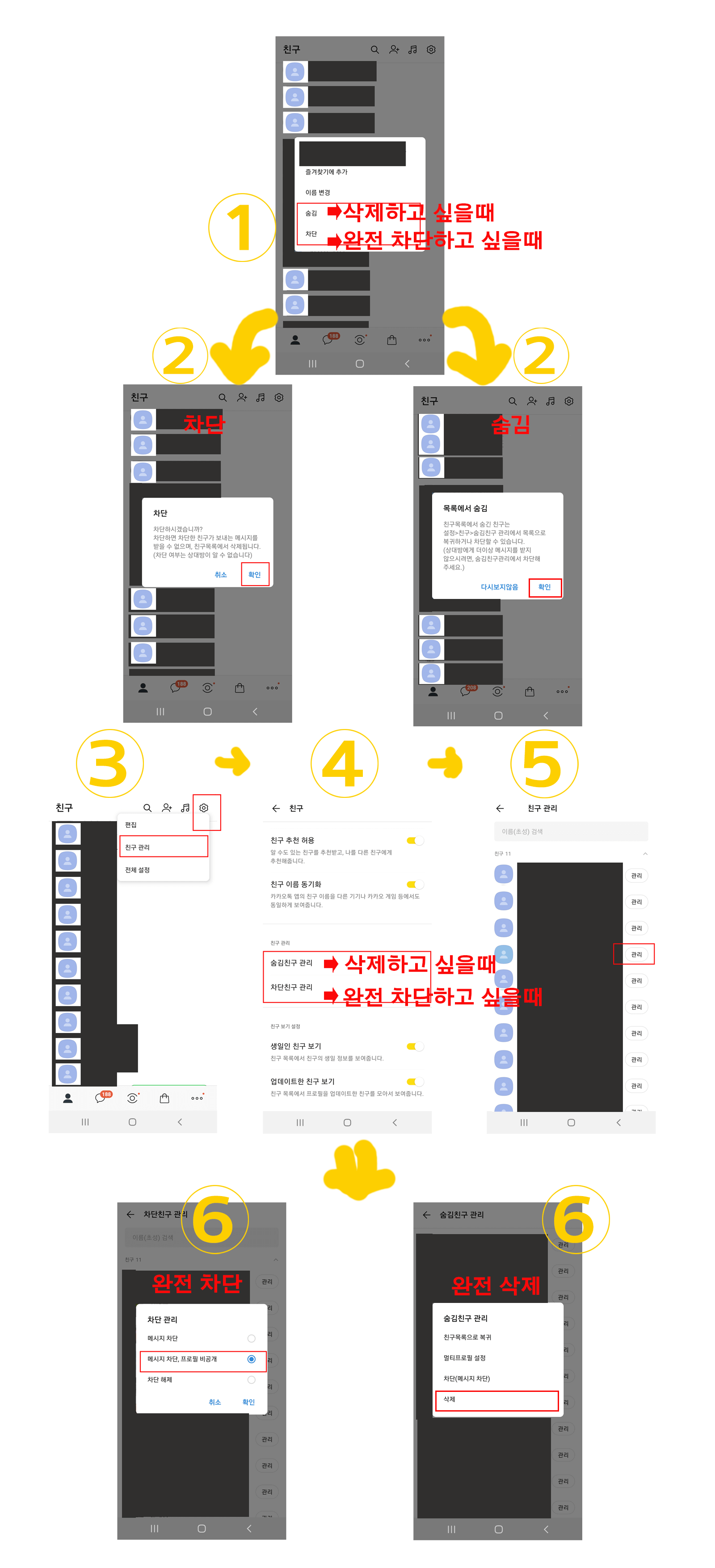 카톡 친구에게 내 프사 업데이트 안뜨게 하는 방법(카카오톡 친구 차단, 삭제, 멀티프로필 설정)