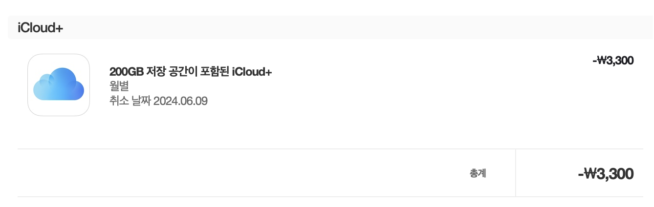 Apple에서 온 iCloud 취소 메일