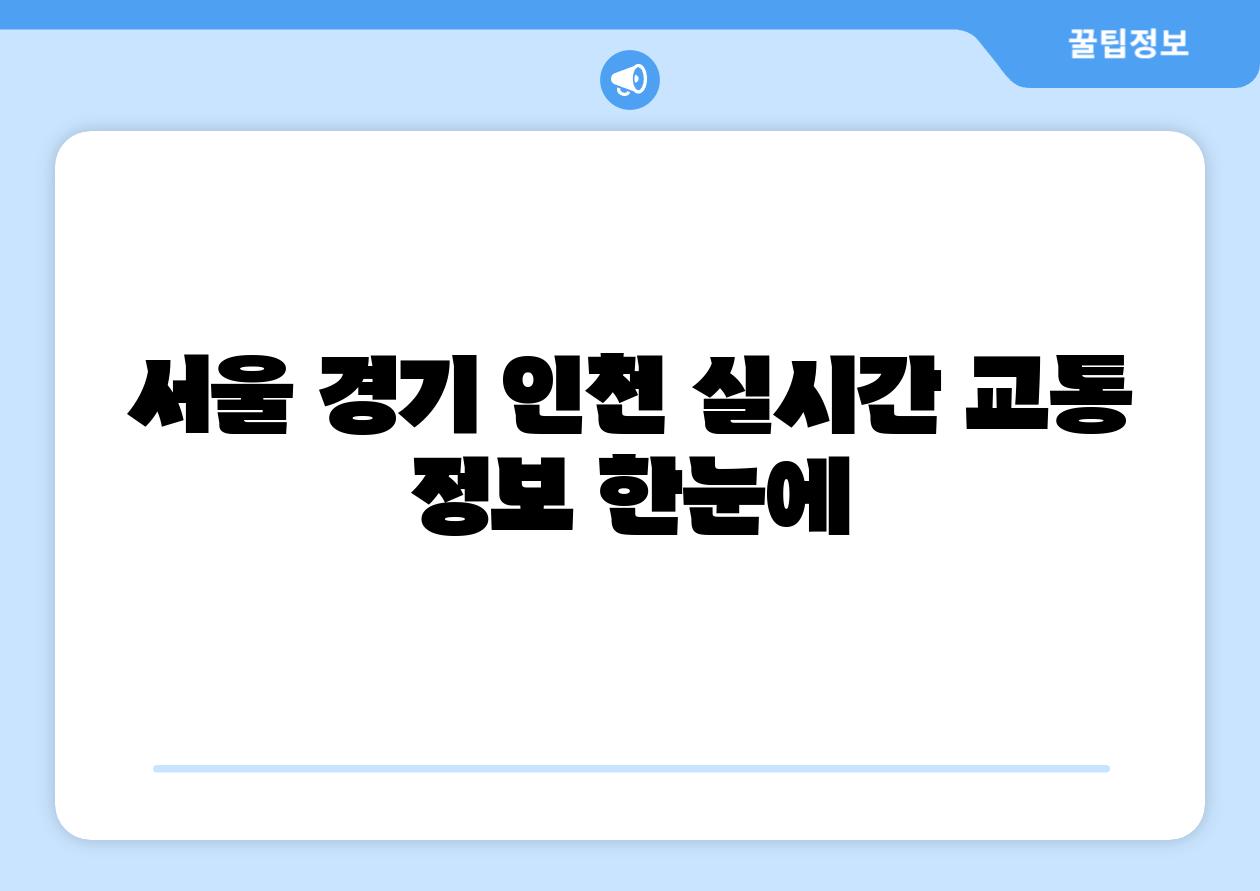 서울 경기 인천 실시간 교통 정보 한눈에