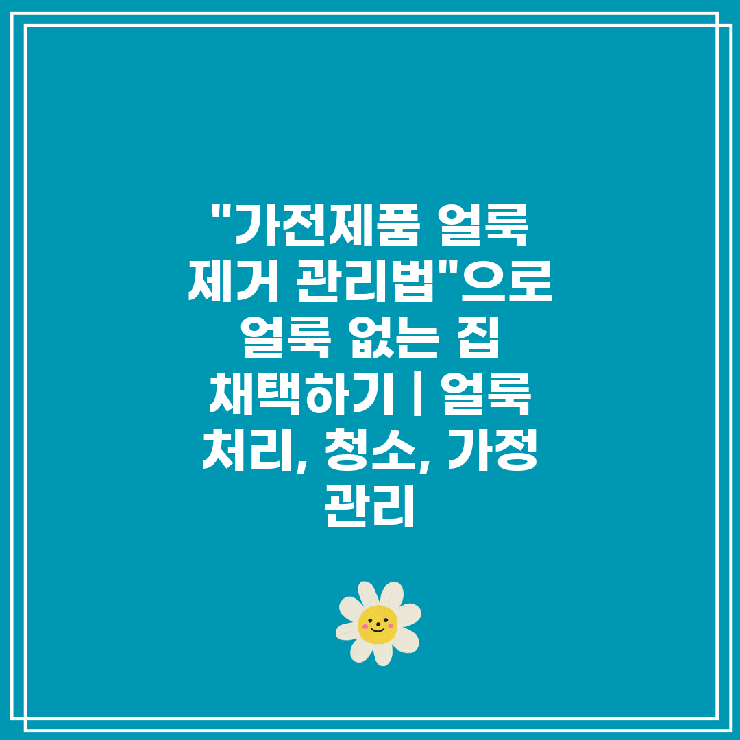 가전제품 얼룩 제거 관리법으로 얼룩 없는 집 채택하기 