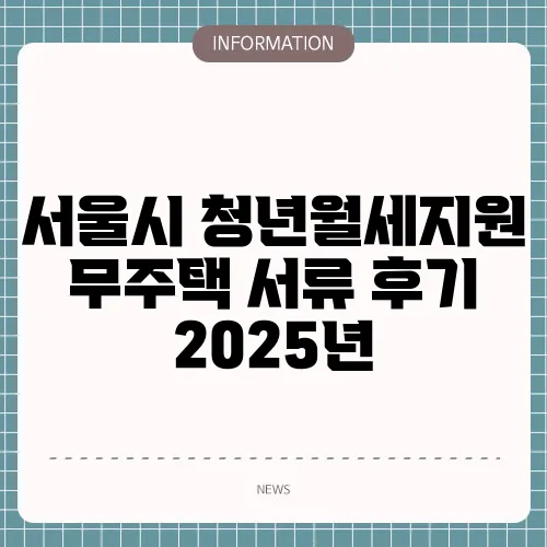 서울시 청년월세지원 무주택 서류 후기 2025년