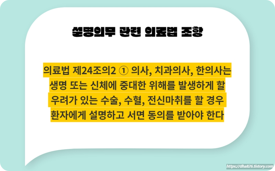 설명의무 관련 의료법 조항