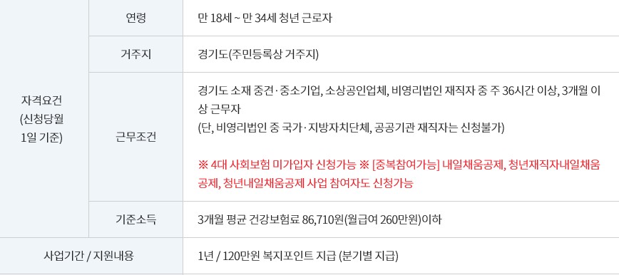  1년간 120만원(포인트)지급하는 청년복지포인트
