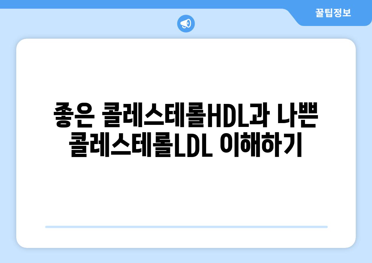 좋은 콜레스테롤HDL과 나쁜 콜레스테롤LDL 이해하기