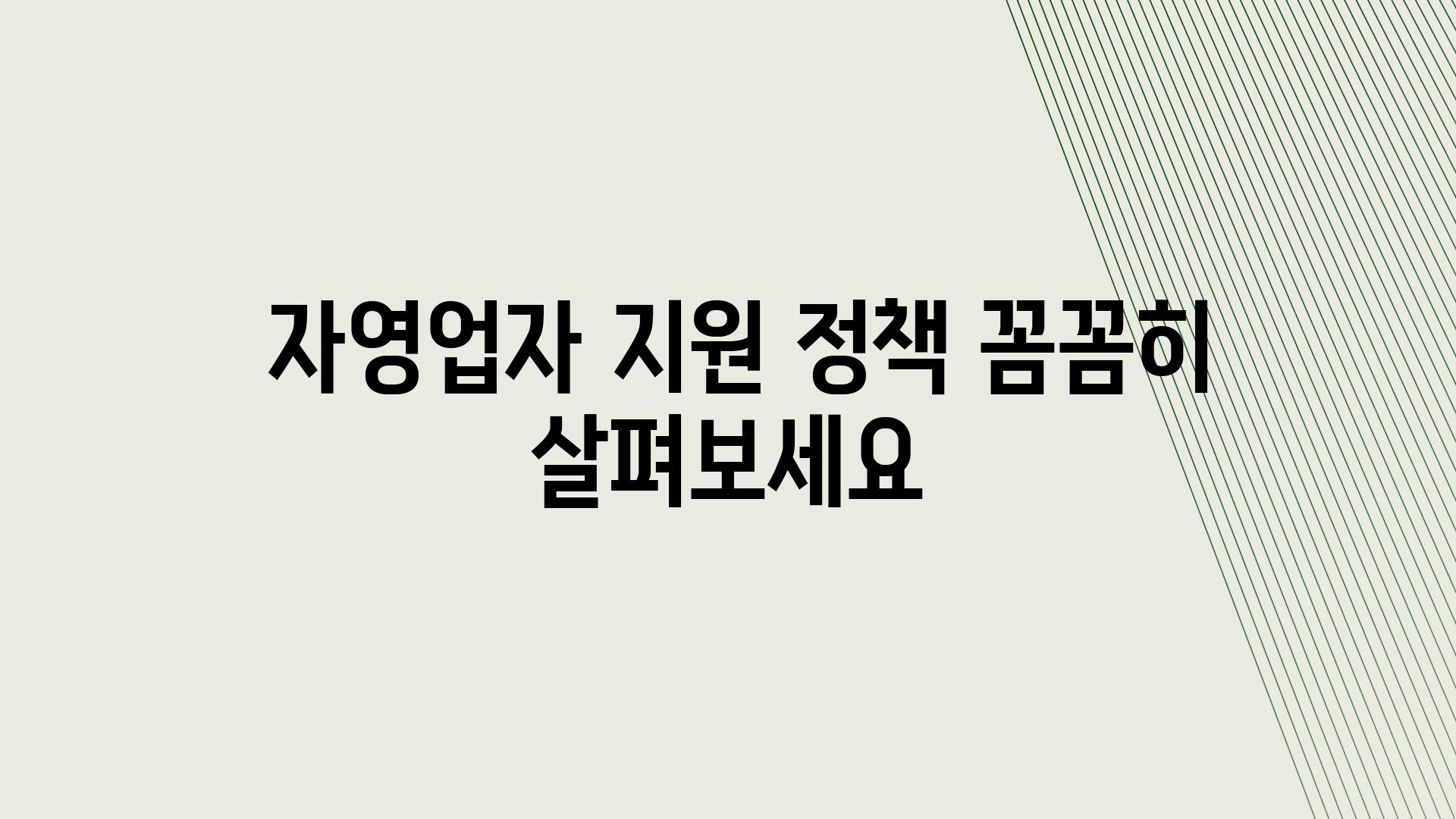  자영업자 지원 정책 꼼꼼히 살펴보세요