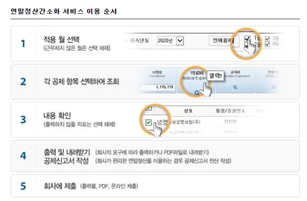 연말정산 간소화 서비스 이용순서 5가지 과정요약