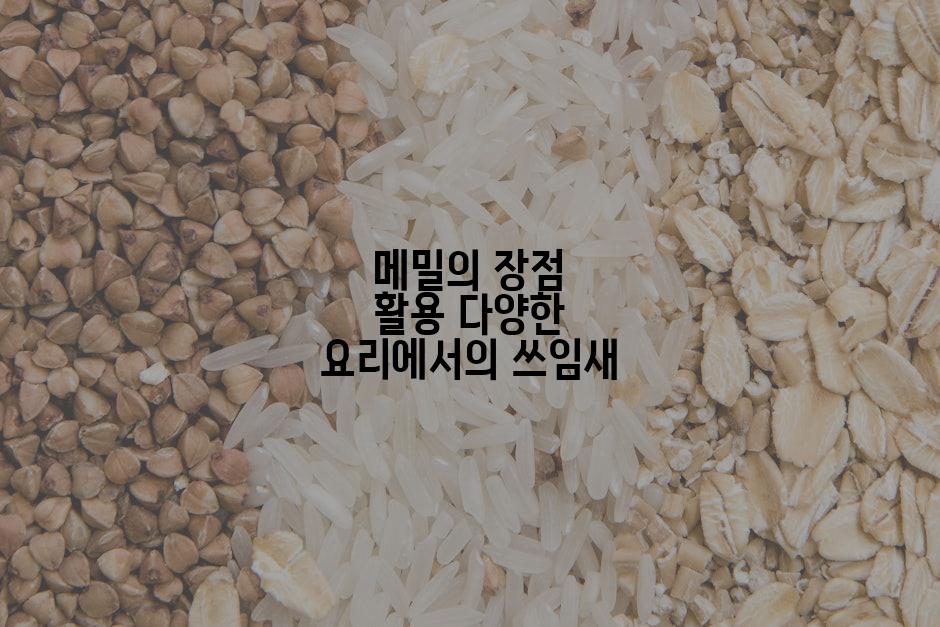 메밀의 장점 활용 다양한 요리에서의 쓰임새