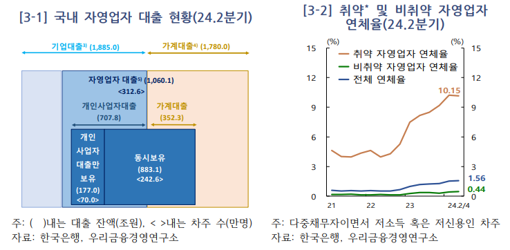 국내 자영업자 대출 현황 및 연체율