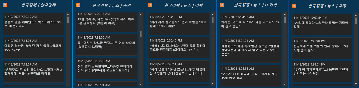  RSS 뉴스 피드 PC 위젯 설정 추천 (한국경제 RSS 뉴스 피드, RSS NEWS FEED, Widget Launcher, 위젯 런쳐)