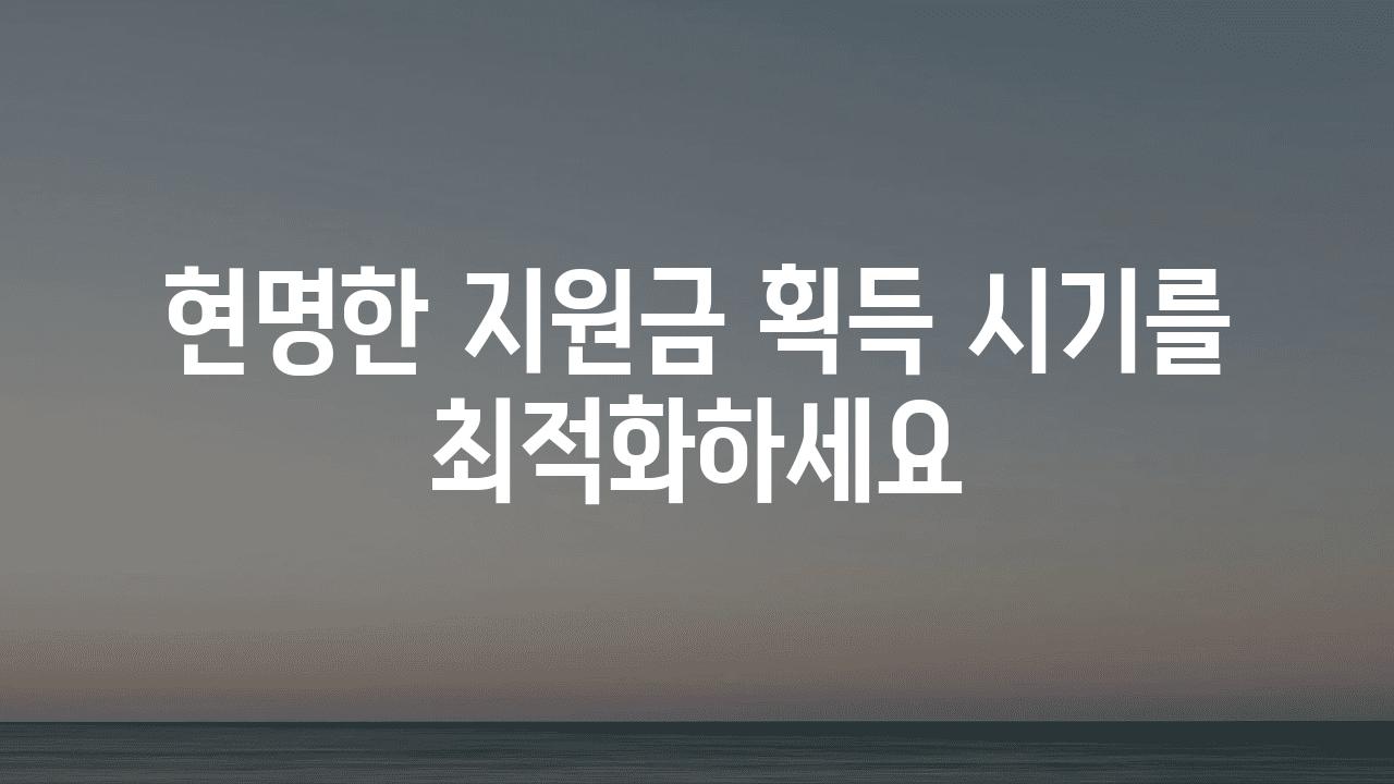 현명한 지원금 획득| 시기를 최적화하세요